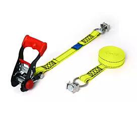 Hasta 1,5t - Estándar Cinta de amarre - 800kg - 3,5m - 25mm - De 2 partes - Para rieles L-track - Amarillo Hasta 1,5t - Estándar Cinta de amarre - 800kg - 3,5m - 25mm - De 2 partes - Para rieles L-track - Amarillo