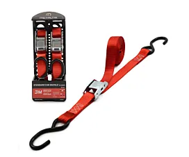 Hasta 500kg - Hebilla Cinta de amarre - 500kg - 3m - 25mm - Hebilla y ganchos S - Rojo - 2pcs Hasta 500kg - Hebilla Cinta de amarre - 500kg - 3m - 25mm - Hebilla y ganchos S - Rojo - 2pcs