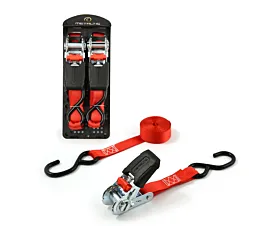 Todas Cinta de amarre - 500kg - 4m - 25mm - Tensor y ganchos S - Rojo - Alta gama - 2uds Todas Cinta de amarre - 500kg - 4m - 25mm - Tensor y ganchos S - Rojo - Alta gama - 2uds