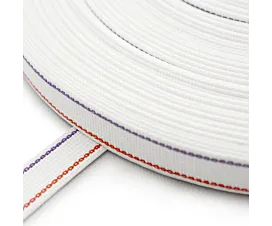 Cinta de persiana 22mm Cinta de persiana blanca con raya roja y violeta (ancho 22 mm)
