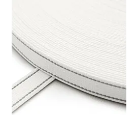 Todo - Cinta de persiana Cinta de persiana blanca con 2 rayas grises - algodón (ancho 22 mm) Todo - Cinta de persiana Cinta de persiana blanca con 2 rayas grises - algodón (ancho 22 mm)