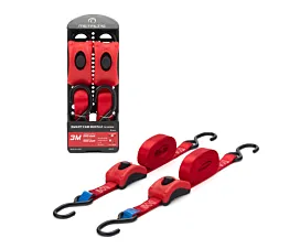 Todas Cinta de amarre - 500kg - 3m - 25mm - Hebilla Smart y ganchos S - Rojo - 2uds Todas Cinta de amarre - 500kg - 3m - 25mm - Hebilla Smart y ganchos S - Rojo - 2uds