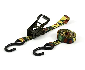 Todas Cinta de amarre - 800kg - 4,8m - 25mm - de 2 partes - Tensor y ganchos S - Camuflaje Todas Cinta de amarre - 800kg - 4,8m - 25mm - de 2 partes - Tensor y ganchos S - Camuflaje