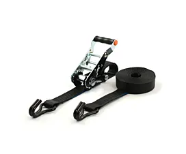 2,5t - Estándar Cinta de amarre - 2,5T - 35mm - de 2 partes - tensor desmontable - Negro + etiqueta propia 2,5t - Estándar Cinta de amarre - 2,5T - 35mm - de 2 partes - tensor desmontable - Negro + etiqueta propia