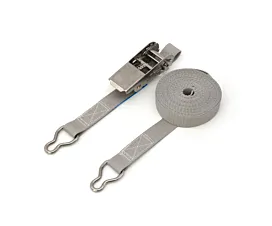 Hasta 1,5t - Estándar Cinta de amarre - 200kg - 25mm -De 2 partes - Tensor y ganchos - Acero inoxidable - Cinta piscina - Gris Hasta 1,5t - Estándar Cinta de amarre - 200kg - 25mm -De 2 partes - Tensor y ganchos - Acero inoxidable - Cinta piscina - Gris