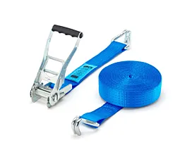 Todas Cinta de amarre - 5T - 10m - 50mm - de 2 partes - ganchos cerrados - Azul Todas Cinta de amarre - 5T - 10m - 50mm - de 2 partes - ganchos cerrados - Azul
