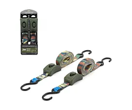 Todas Cinta de amarre - 500kg - 3m - 25mm - de 1 parte - Hebilla y ganchos S - Camuflaje - 2uds Todas Cinta de amarre - 500kg - 3m - 25mm - de 1 parte - Hebilla y ganchos S - Camuflaje - 2uds