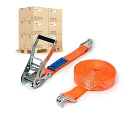 Cintas por palé 50mm Palé Cintas de amarre - 5T - 9m - 50mm - En 2 piezas - Ganchos cerrados - Naranja - 256uds