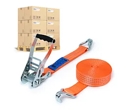 Cintas por palé 50mm Palé Cintas de amarre - 4T - 9m - 50mm - En 2 piezas - Ganchos cerrados - Naranja - 320uds