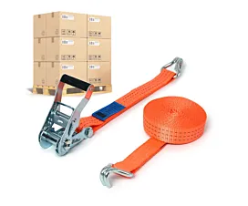 Cintas por palé 35mm Palé Cintas de amarre - 2,5T - 6,5m - 35mm - En 2 piezas - Ganchos cerrados - Naranja - 640uds