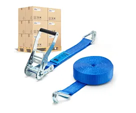 Cintas por palé 50mm Palé Cintas de amarre - 5T - 9m - 50mm - En 2 piezas - Ganchos cerrados - Azul - 256uds