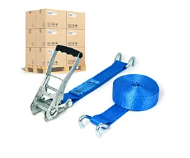 Cintas por palé 50mm Palé Cintas de amarre - 5T - 9m - 50mm - En 2 partes - Ganchos abiertos - Azul - 256uds