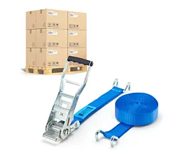 Todas Palé Cintas de amarre - ERGO 5T - 9m - 50mm - En 2 piezas - Ganchos abiertos - Azul - 192uds